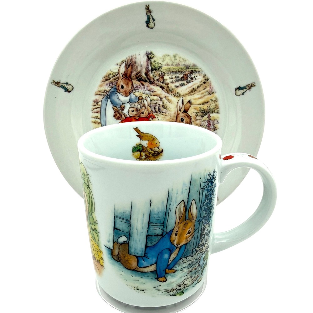 Beatrix Potter Peter Rabbit Porcelain Plate & Mug Set M.W. Reutter Cardew 2pc